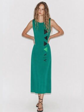 Vintage Armani Exchange Geo Cotton Jersey Midi Tank Dress